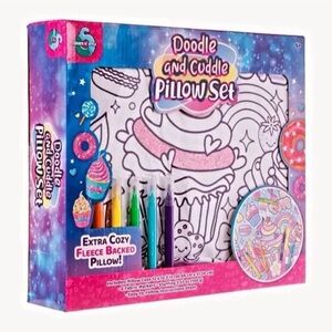 Doodle and Cuddle Pillow Set Color and Stuff Your Very Own Pillow Craft Art NEW!